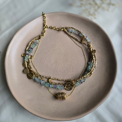 Green fluorite layered necklace