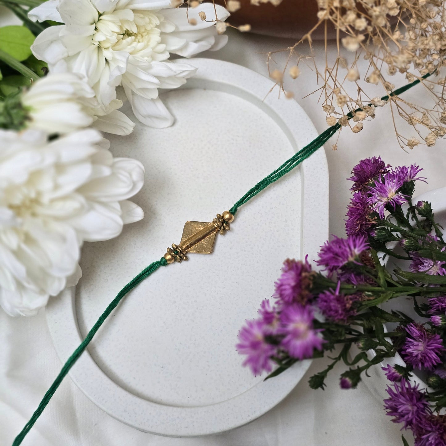 Diamond Brass Bead Rakhi