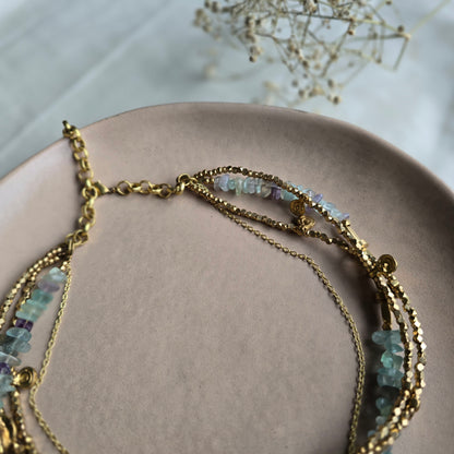 Green fluorite layered necklace