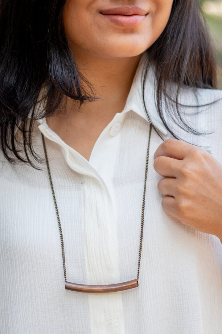 Copper crescent necklace