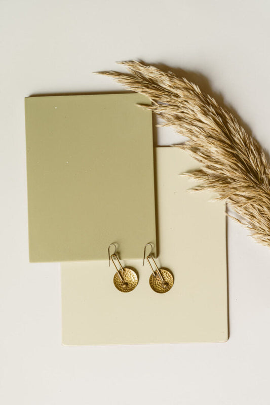 hammered brass disc earrings