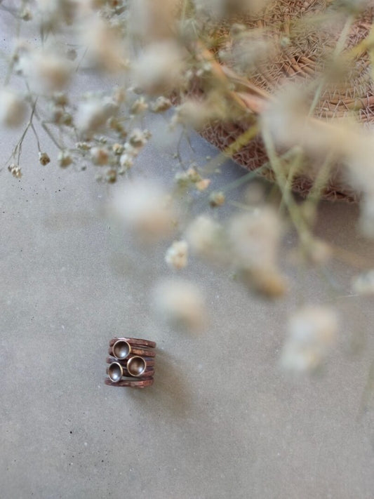 Stacked copper ring with domes