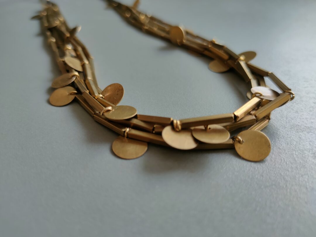 Brass Tube Necklace with Discs