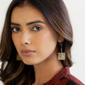Beaten Square brass earrings
