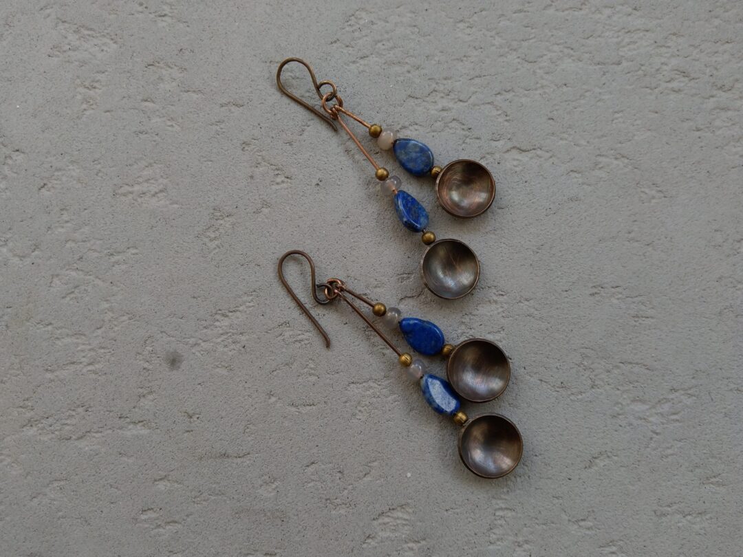 Multiple lapis dome earrings