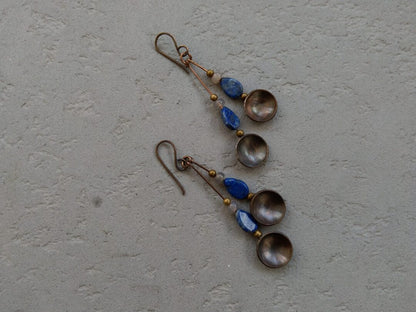 Multiple lapis dome earrings