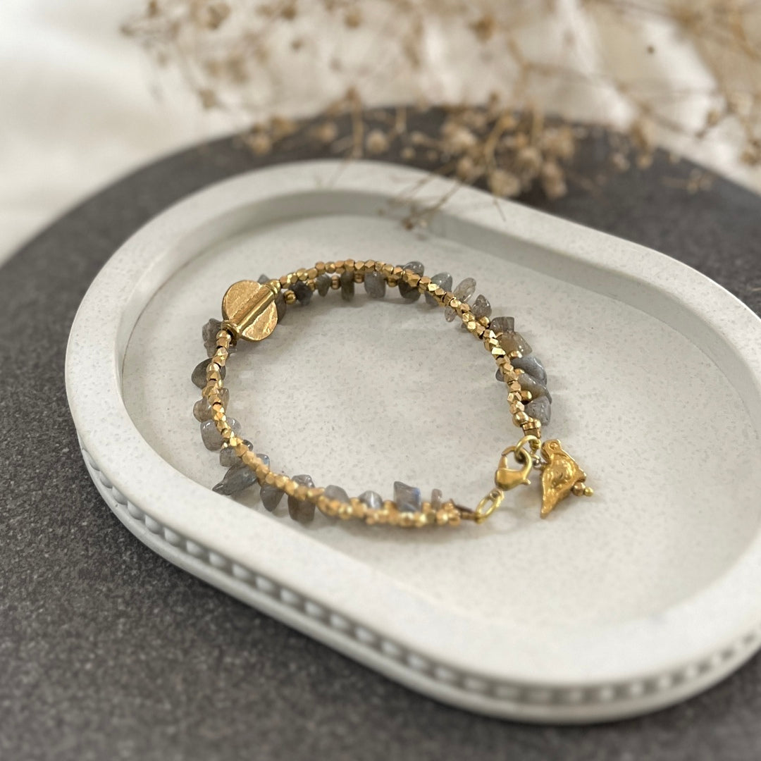 Labradorite Bracelet with Bird Charms