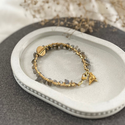 Labradorite Bracelet with Bird Charms