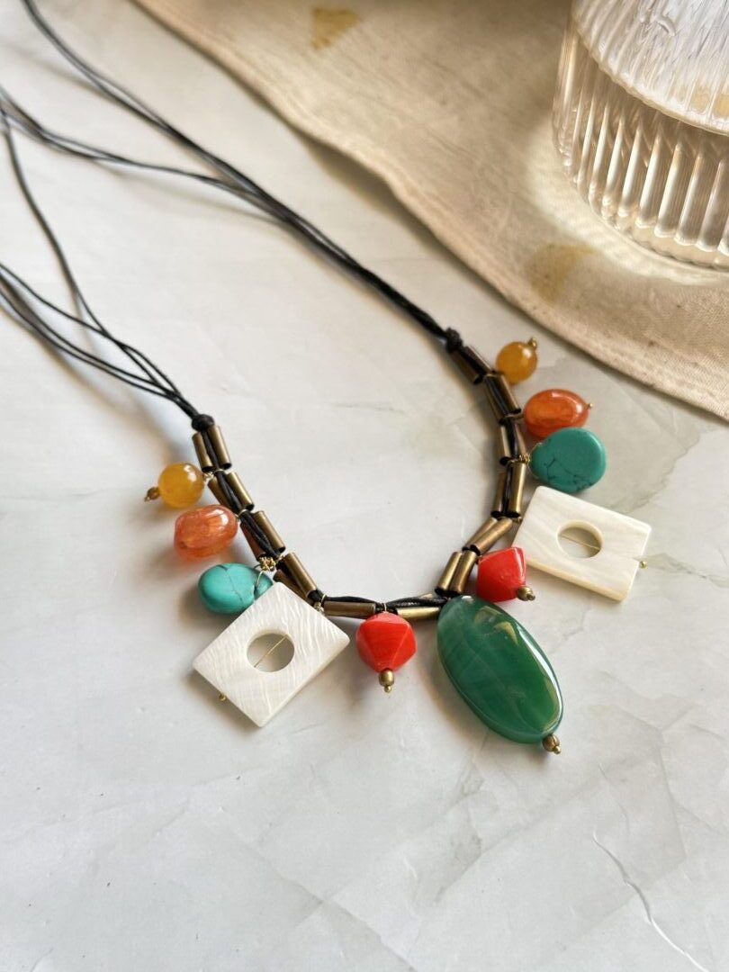 semi precious stones necklace-green