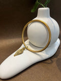 Solid Brass Bangle - Leaf Motif