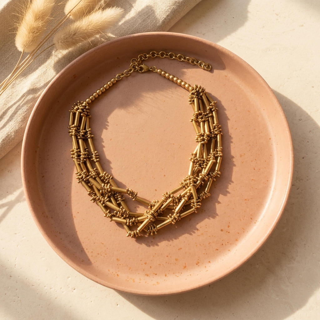 Layered Brass Tube Necklace
