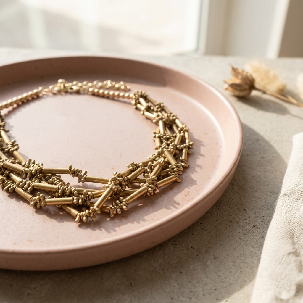 Layered Brass Tube Necklace