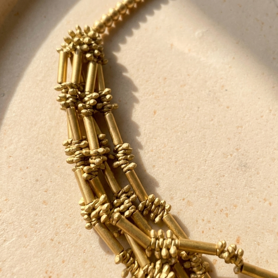 Layered Brass Tube Necklace