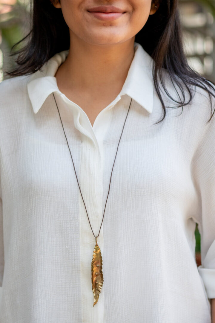 Leaf Necklace with Sphere Balls