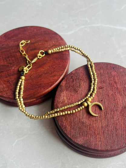 Luna Crescent Layered Anklet