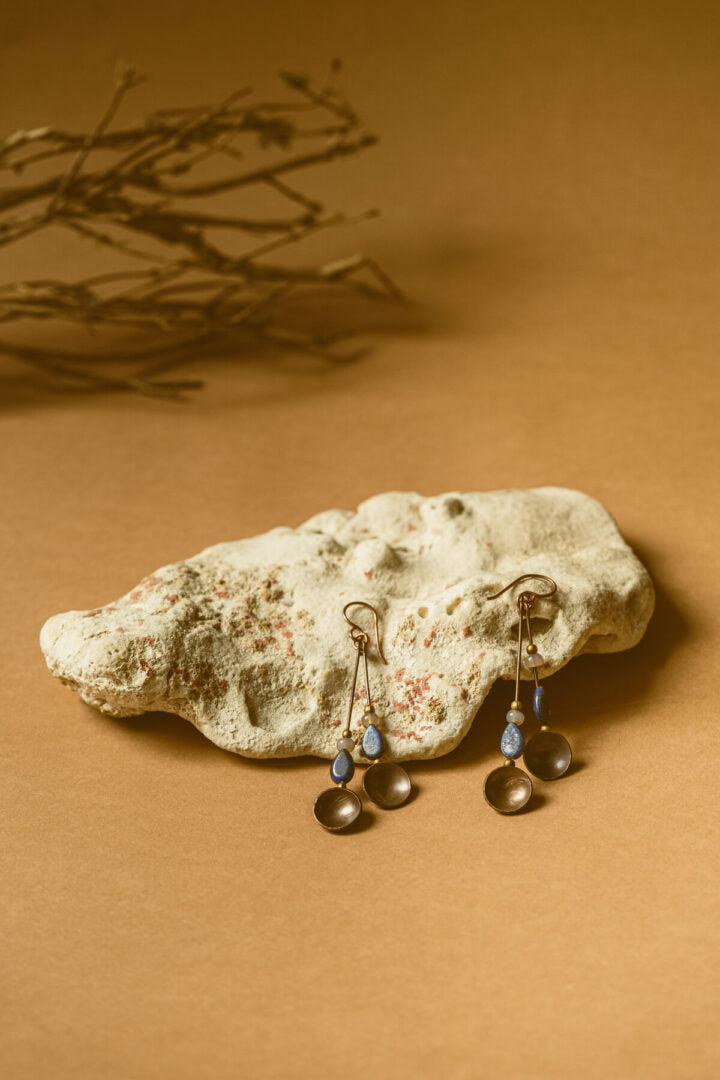 Multiple lapis dome earrings