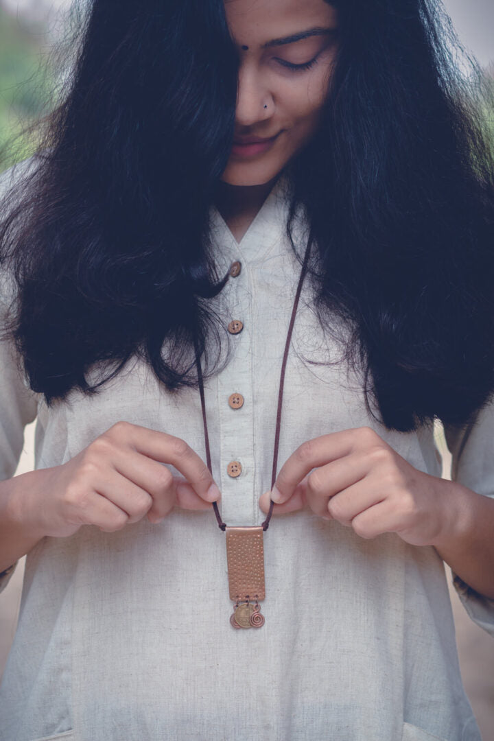 Rectangular One Paise Necklace