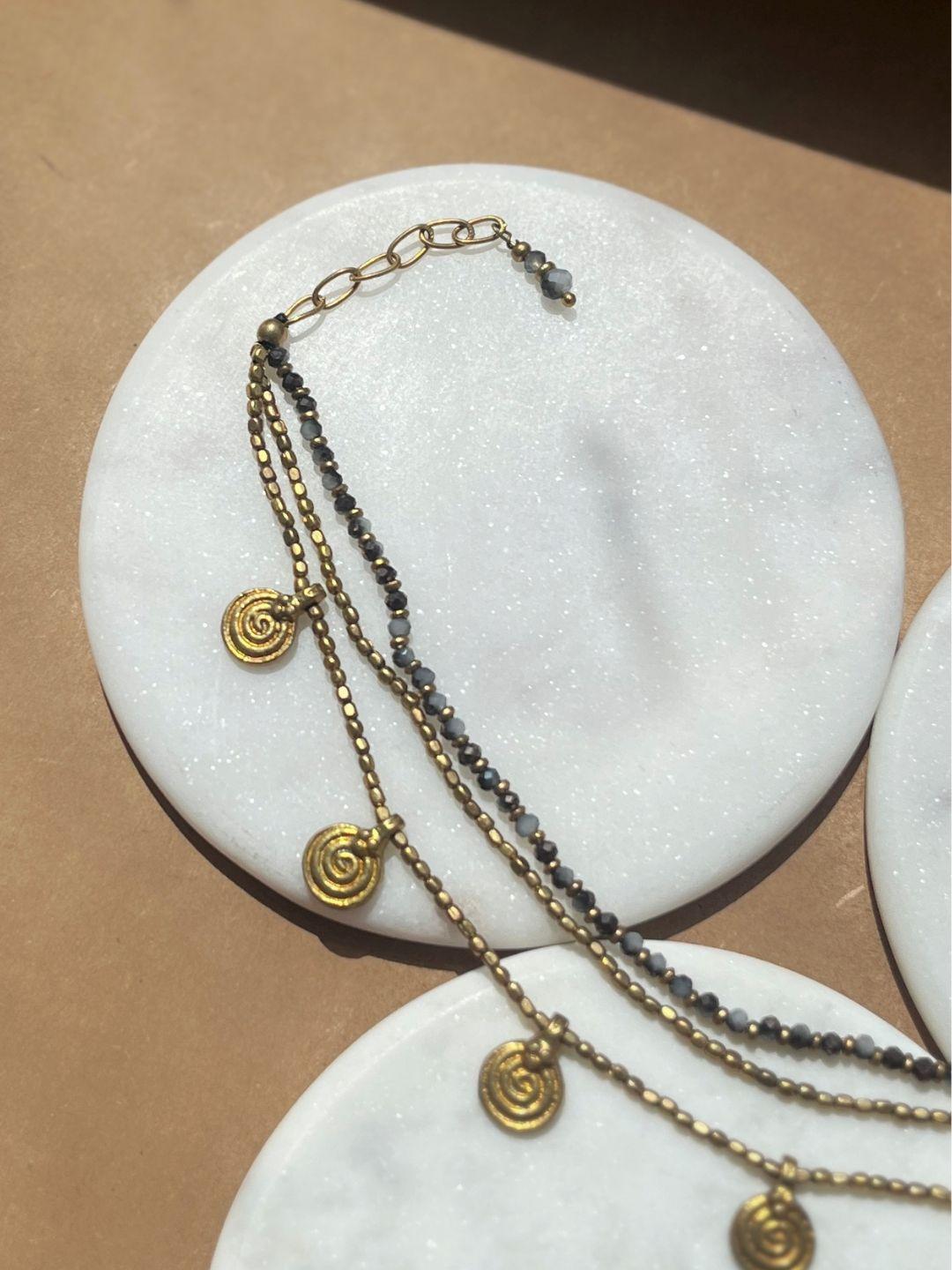Smokey Quartz Layered Anklet