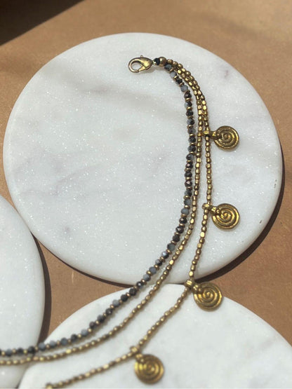Smokey Quartz Layered Anklet