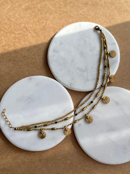 Spiral Jharokha Multi-Strand Anklet