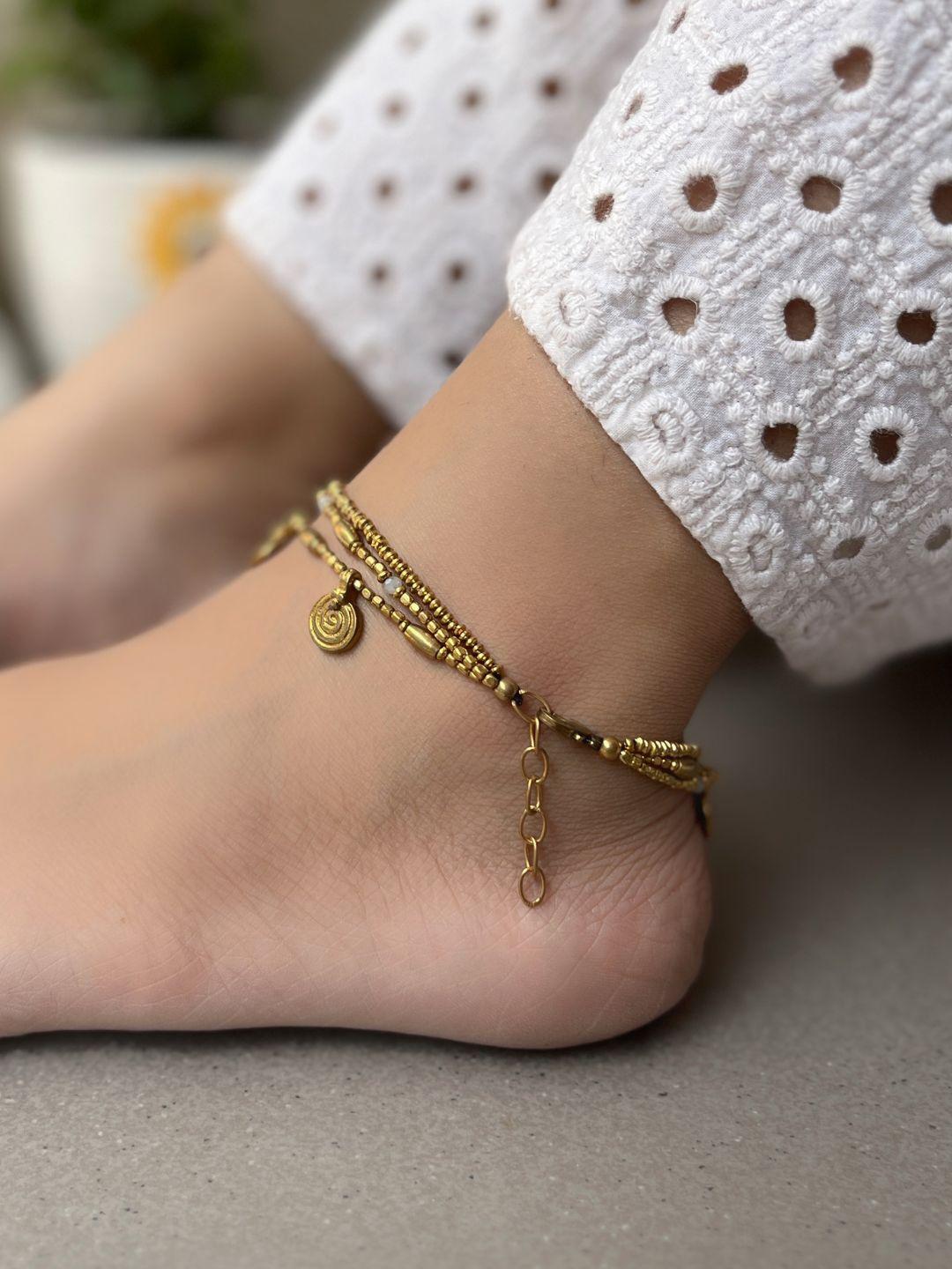 Swirl Mandala Triple-Strand Anklet