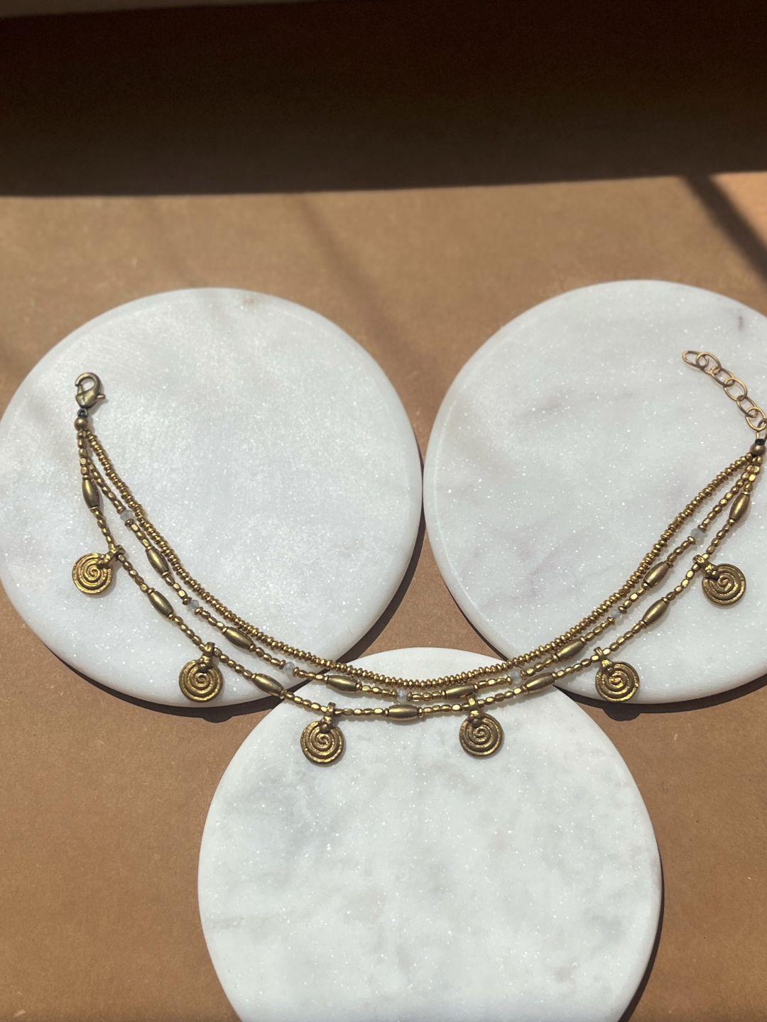 Swirl Mandala Triple-Strand Anklet