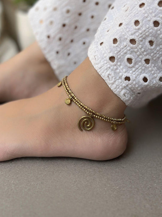 Vortex Mandala Double-Strand Anklet