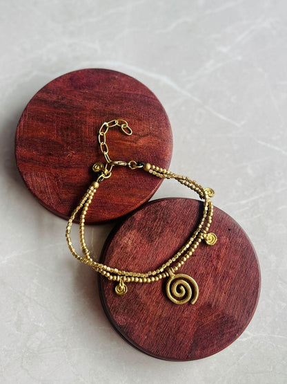 Vortex Mandala Double-Strand Anklet