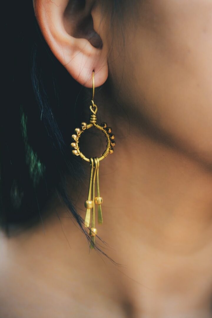 Wire wrapped loop earrings - brass