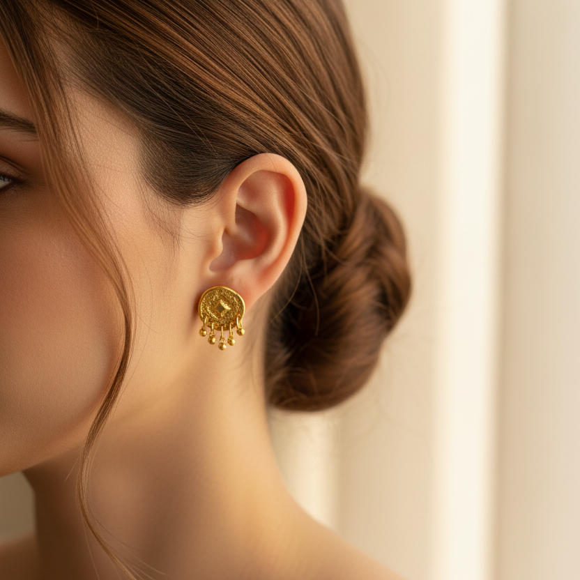 Kavya studs on other ear with different hairstyle