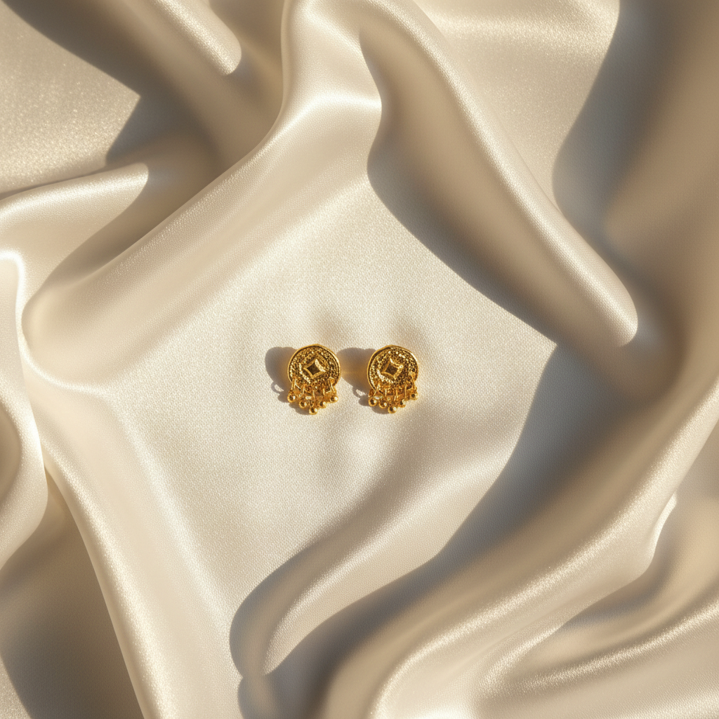 Kavya studs on white satin