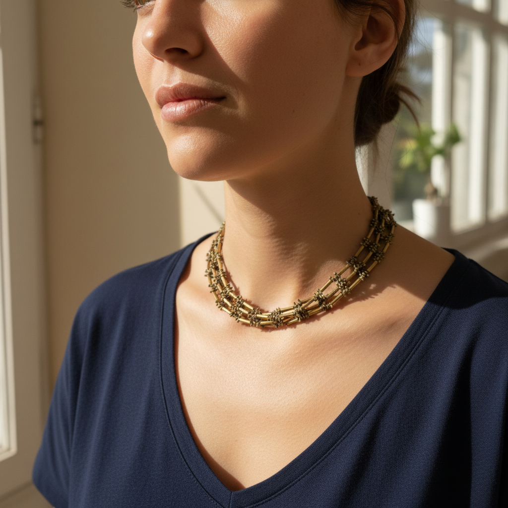 Layered Brass Tube Necklace
