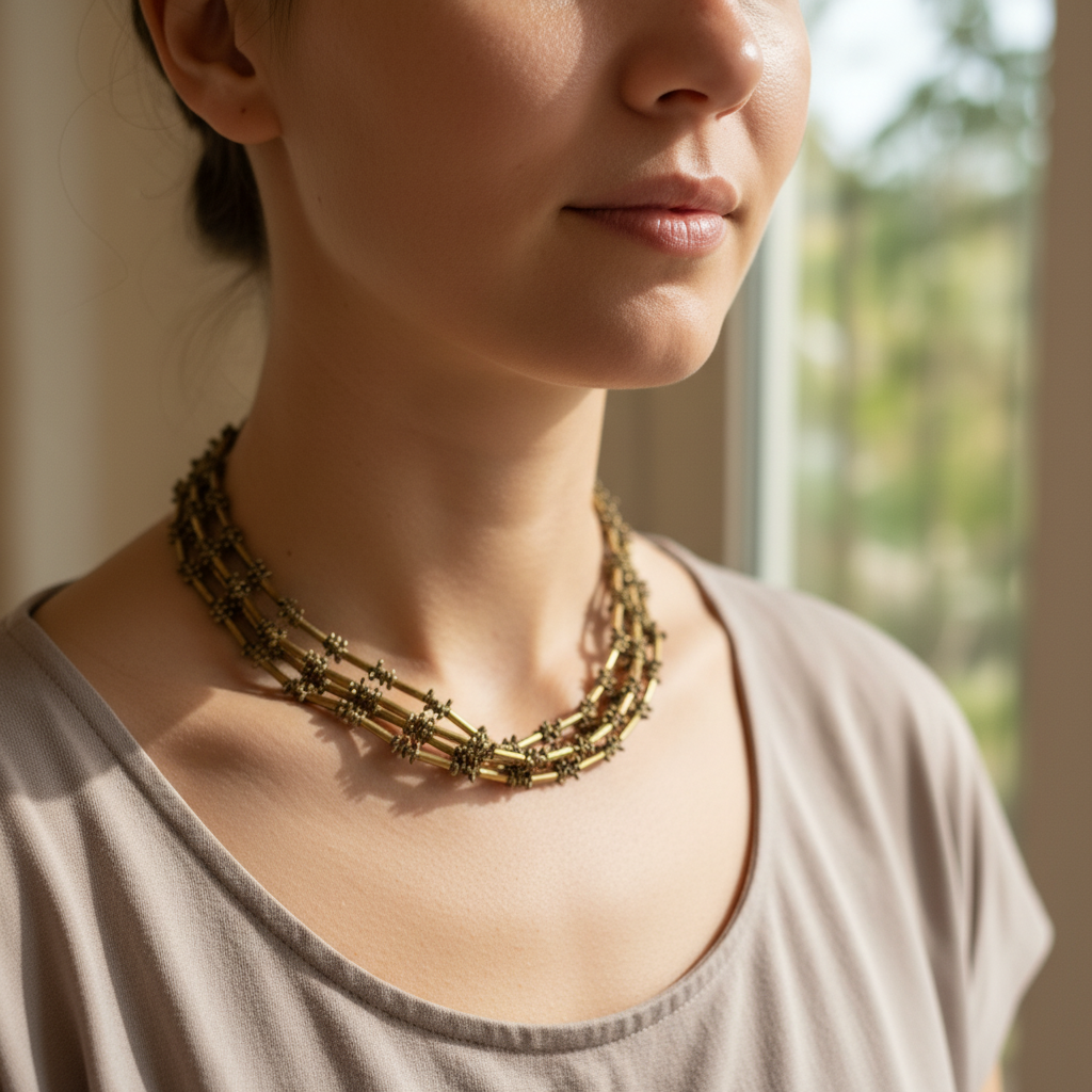 Layered Brass Tube Necklace