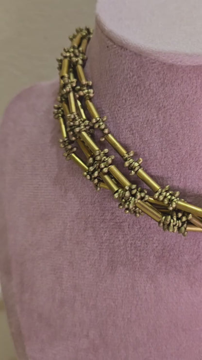 Layered Brass Tube Necklace
