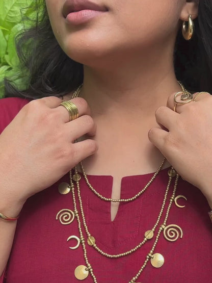 Layered Statement Brass Charm Necklace