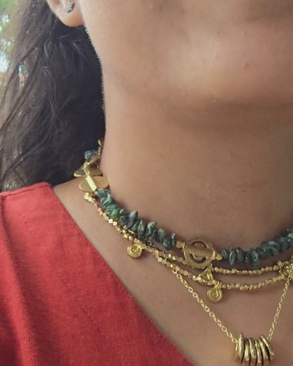 Green maize layered necklace