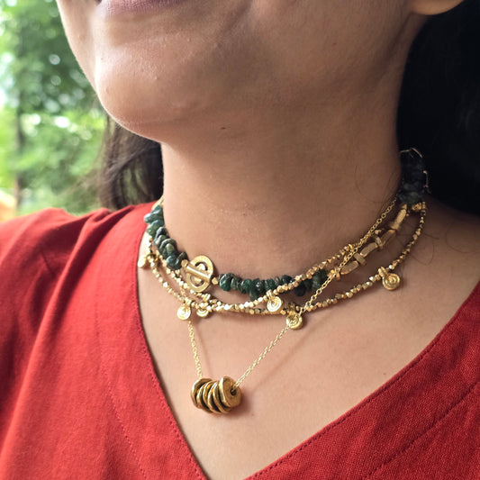 Green maize layered necklace