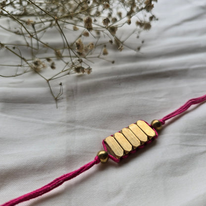 Rectangle Brass Beads Rakhi - english color