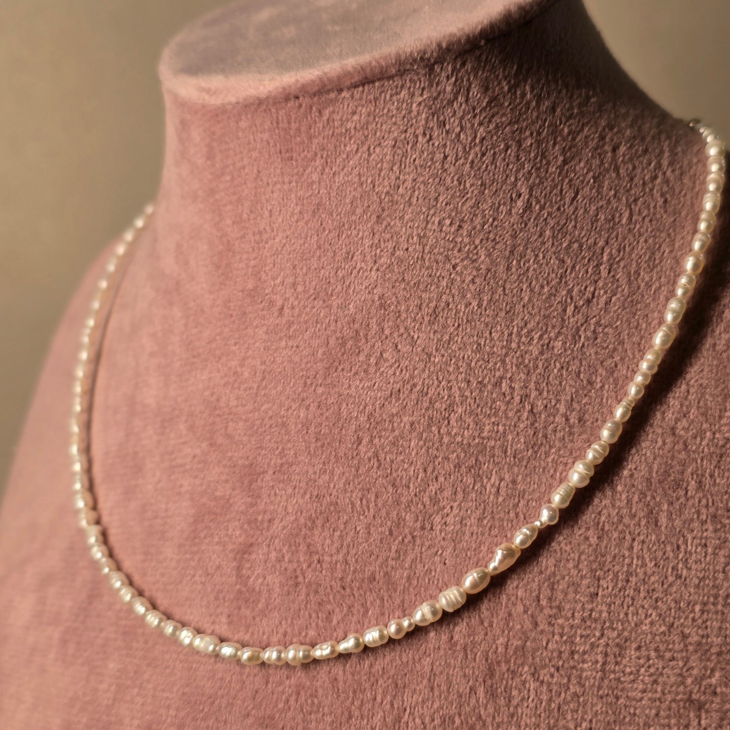 Dainty long pearl necklace