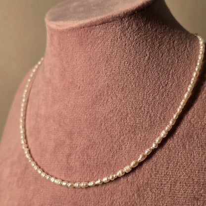 Dainty long pearl necklace