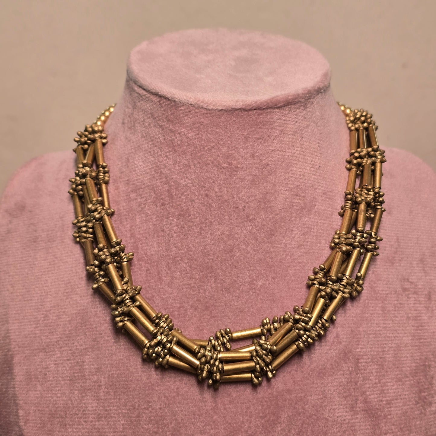 Layered Brass Tube Necklace