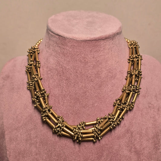 Layered Brass Tube Necklace