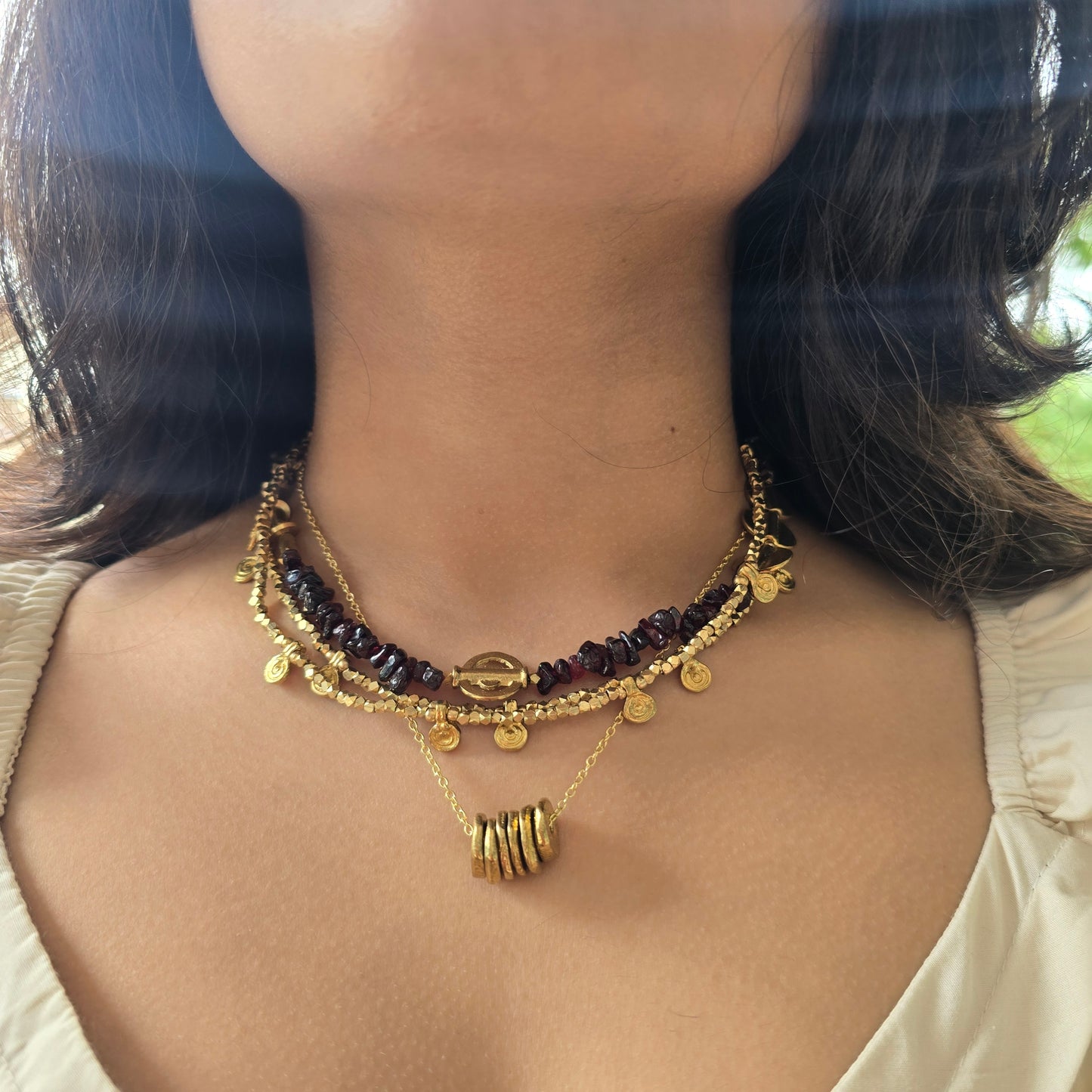 Garnet layered necklace