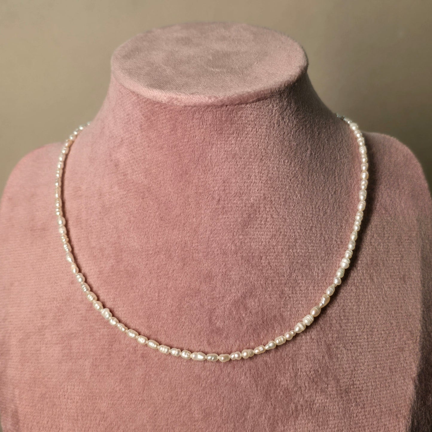 Dainty long pearl necklace