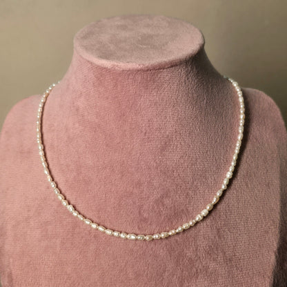 Dainty long pearl necklace