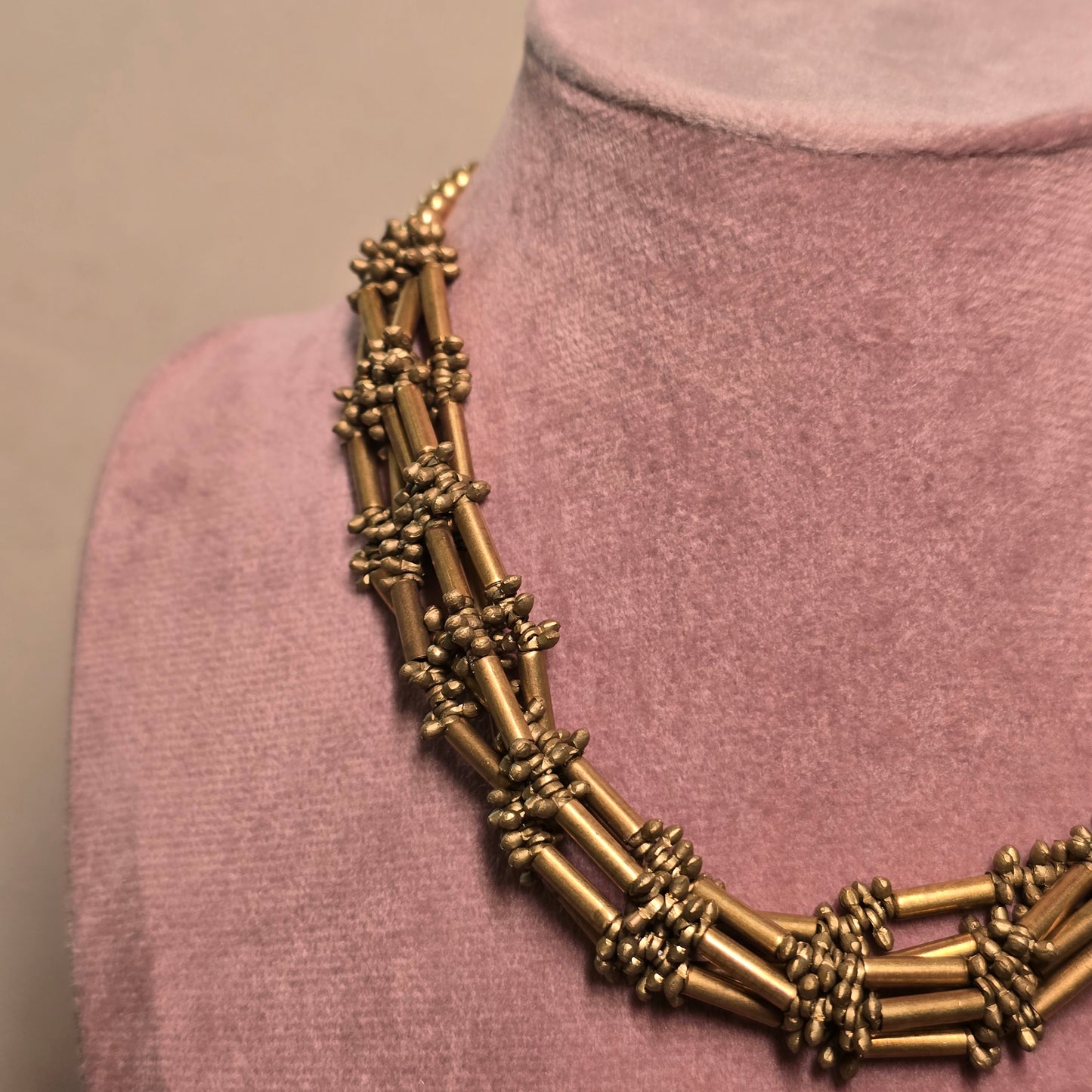 Layered Brass Tube Necklace