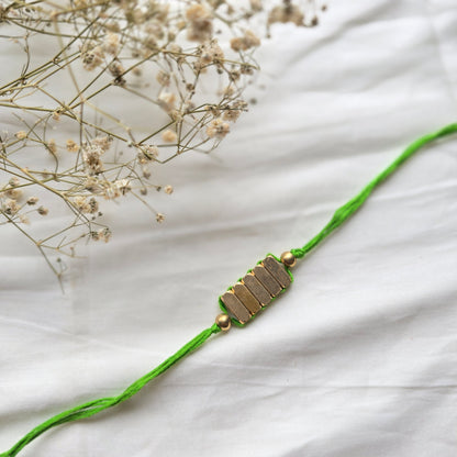 Rectangle Brass Beads Rakhi - english color