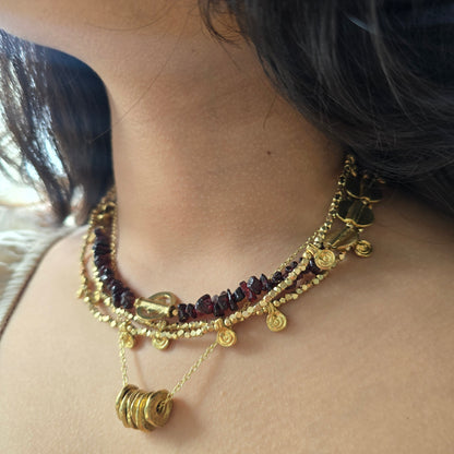 Garnet layered necklace