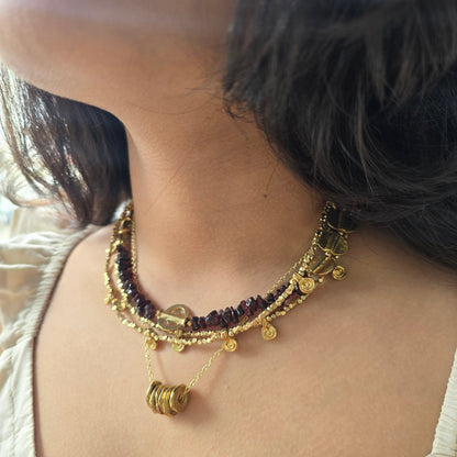 Garnet layered necklace