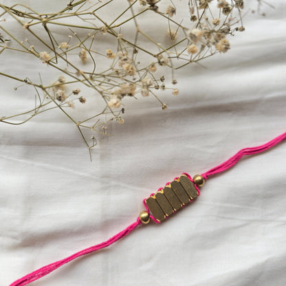 Rectangle Brass Beads Rakhi - english color